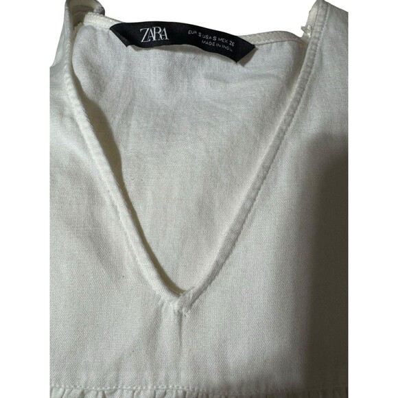 Zara BOHO Top Size S Off White Lace Inserts - Picture 9 of 10